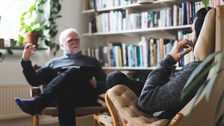 Man talking to his therapist