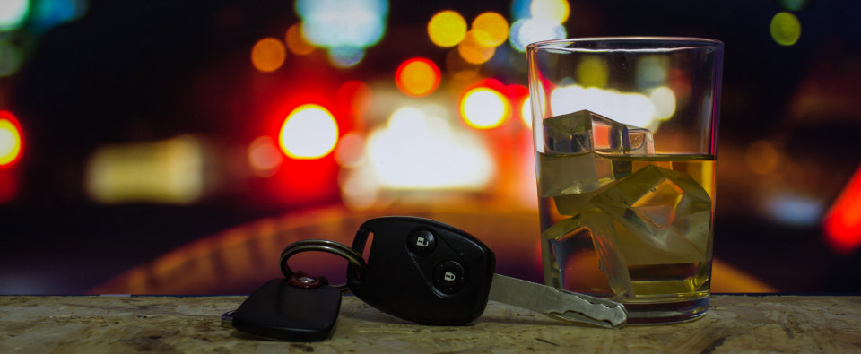 Alcoholic drink and car keys