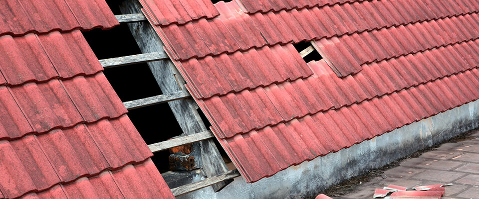 Damaged roof tiles