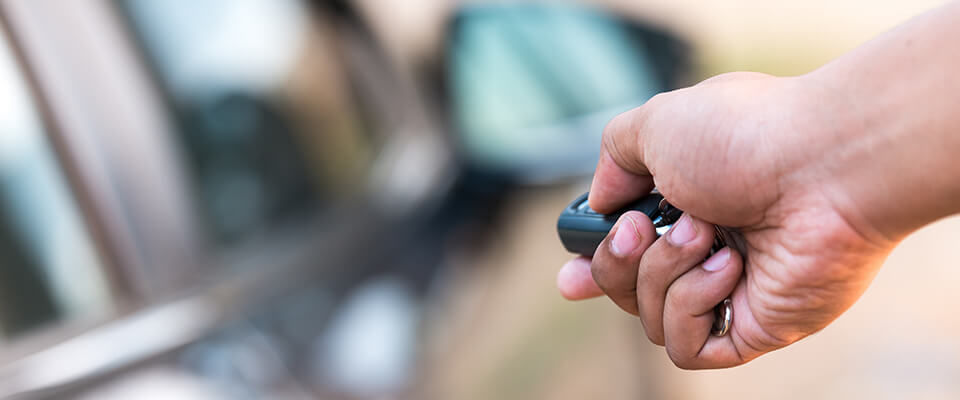Locking car door with car keys