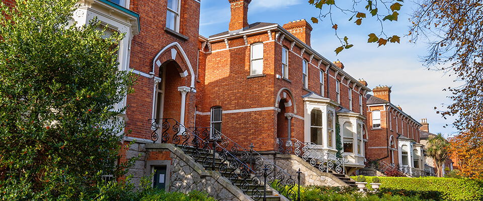 Row of redbrick houses in Dublin
