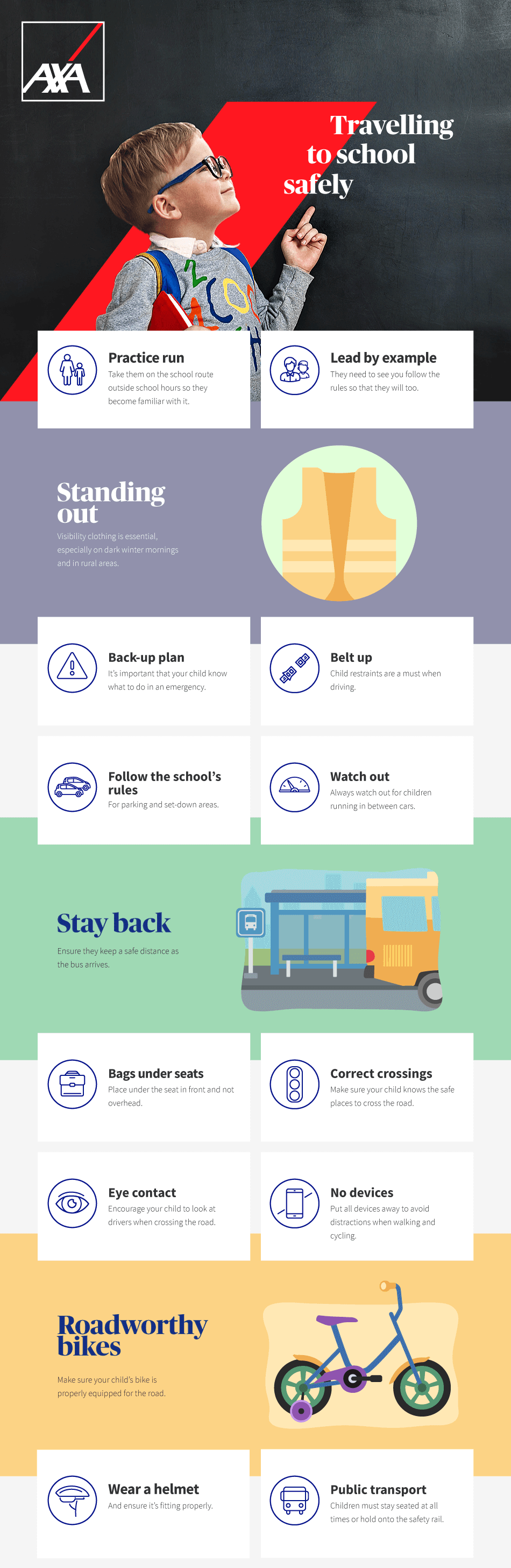 Travelling to school safely infographic