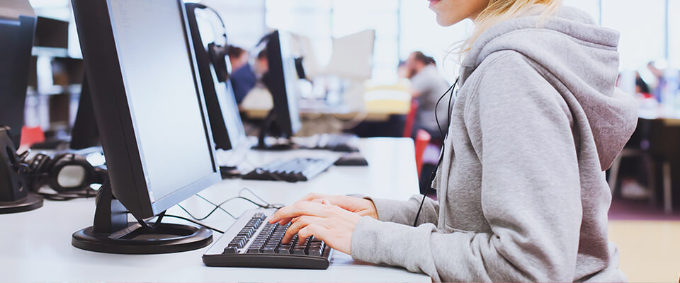 Young woman working on computer