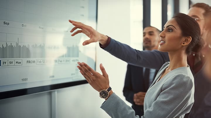 Leadership training - female manager in boardroom