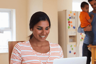 Woman using laptop