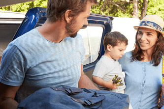 Family packing car