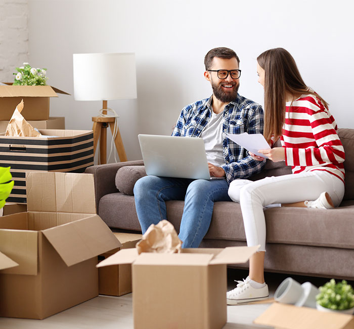 First time buyers in their new home